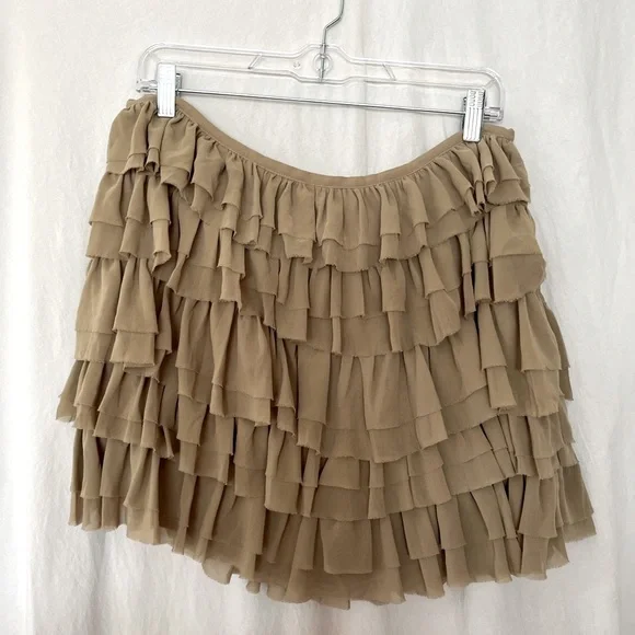 Michael Kors ruffle pleats pleated ruffles skirt nude beige khaki spring summer - Picture 1 of 7
